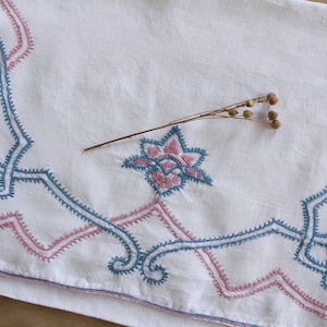 French Antique linen embroidery pouch / pajama pouch / underwear pouch