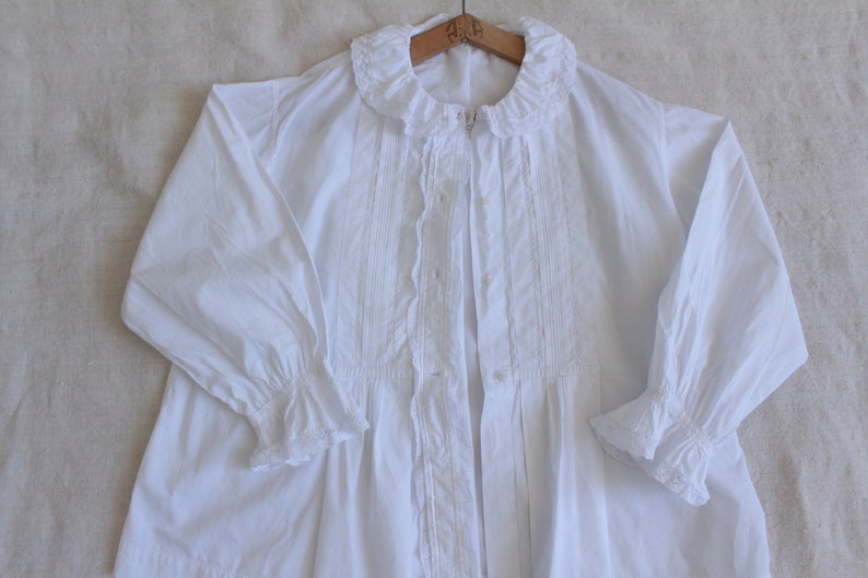 Antique French white cotton blouse / white lace top / Antique French Edwardian cotton blouse zdjęcie 1