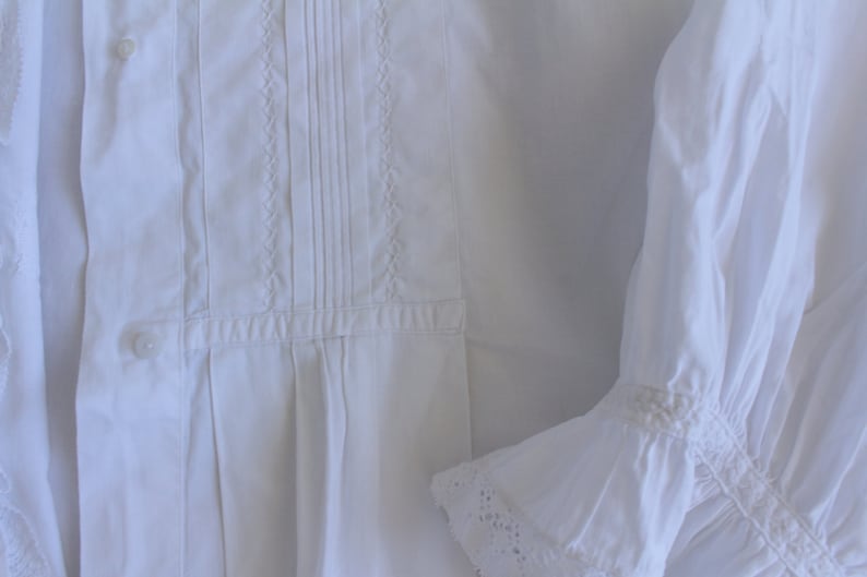 Antique French white cotton blouse / white lace top / Antique French Edwardian cotton blouse zdjęcie 4