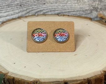 Rainbow Trout Stud Earrings, 10mm