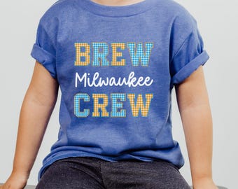Toddler Milwaukee Baseball Tee | Kids Gingham Varsity Brew Crew T-Shirt | Game Day Outfit