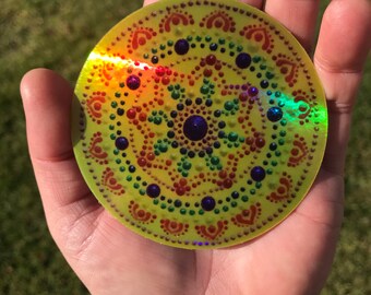 3” Holographic Dotillism Mandala Vinyl Sticker