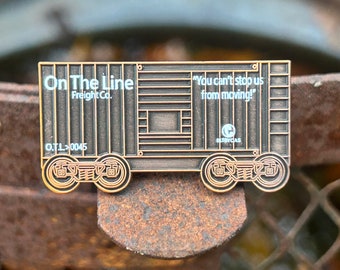 Billy Things Train Fest- On The Line Freight Co. Billy Strings Fan Art Antique Copper Raw Pin Limited Edition 33 BMFS Double Posted Numbered