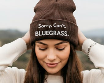 Embroidered Bluegrass Beanie | Gift for Music Lover | Embroidered Hat | Custom Beanie | Funny Gift for Bluegrass Fans | Birthday Gift