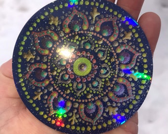 3” Holographic Purple Glitter Mandala Vinyl Sticker