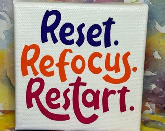 4” Mini “Reset.Refocus.Restart” Canvas