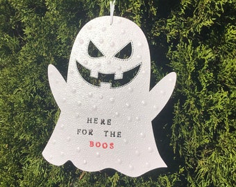 Here for the BOO’S Dotted Ghost Wall/Door Hanging Halloween Decor Fall Spirit Dotillism Dots Pointillism