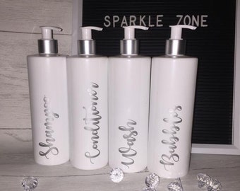 Amber Reusable Bathroom Toiletries Bottles With Script Font Etsy