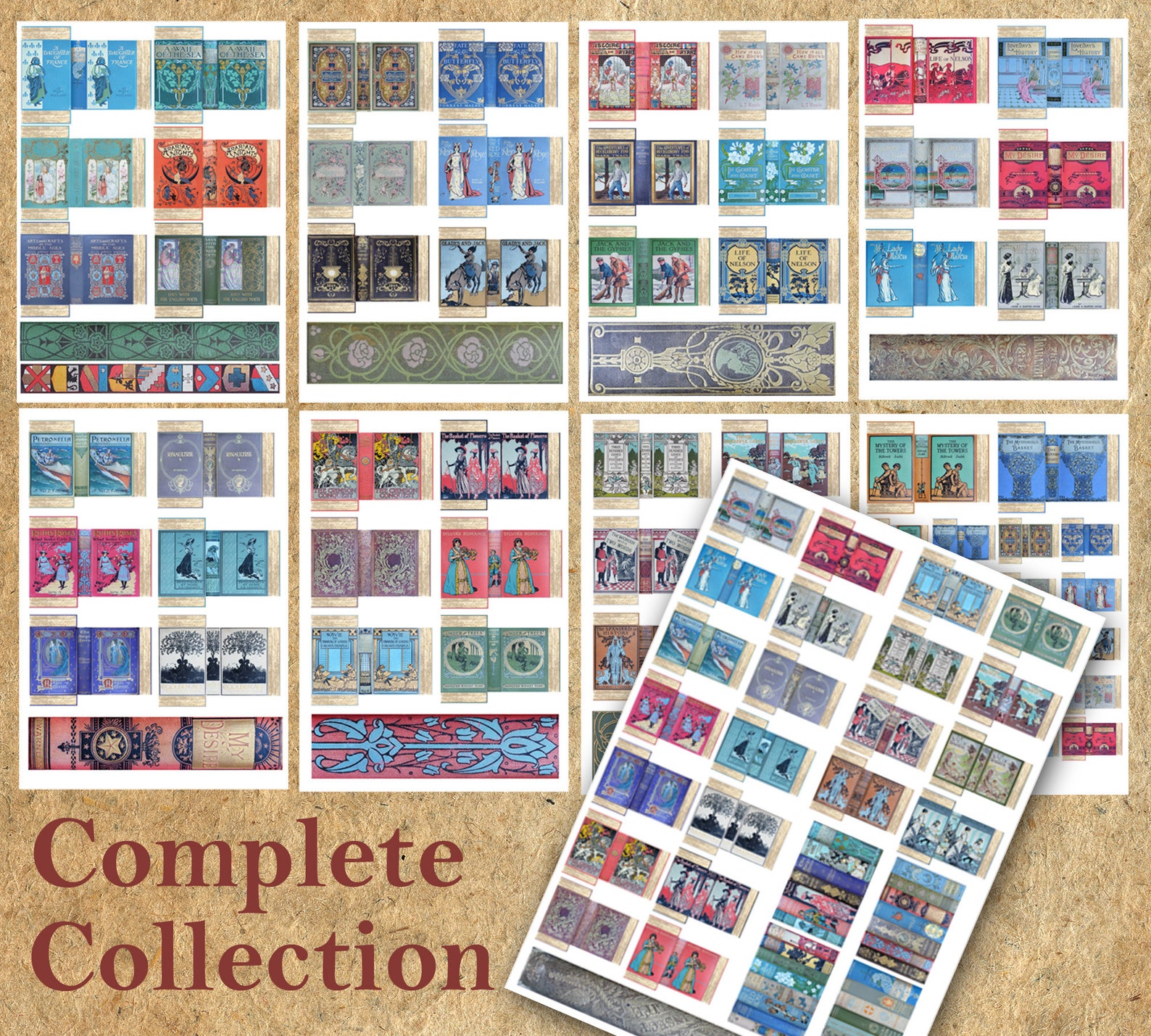 Printable Vintage Book Covers / Printable Sheet / Vintage Etsy