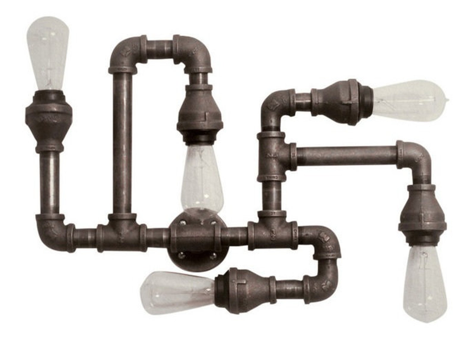 Galvanized Pipe 24 Industrial Pipe Lighting Fixture Ceiling Chandelier