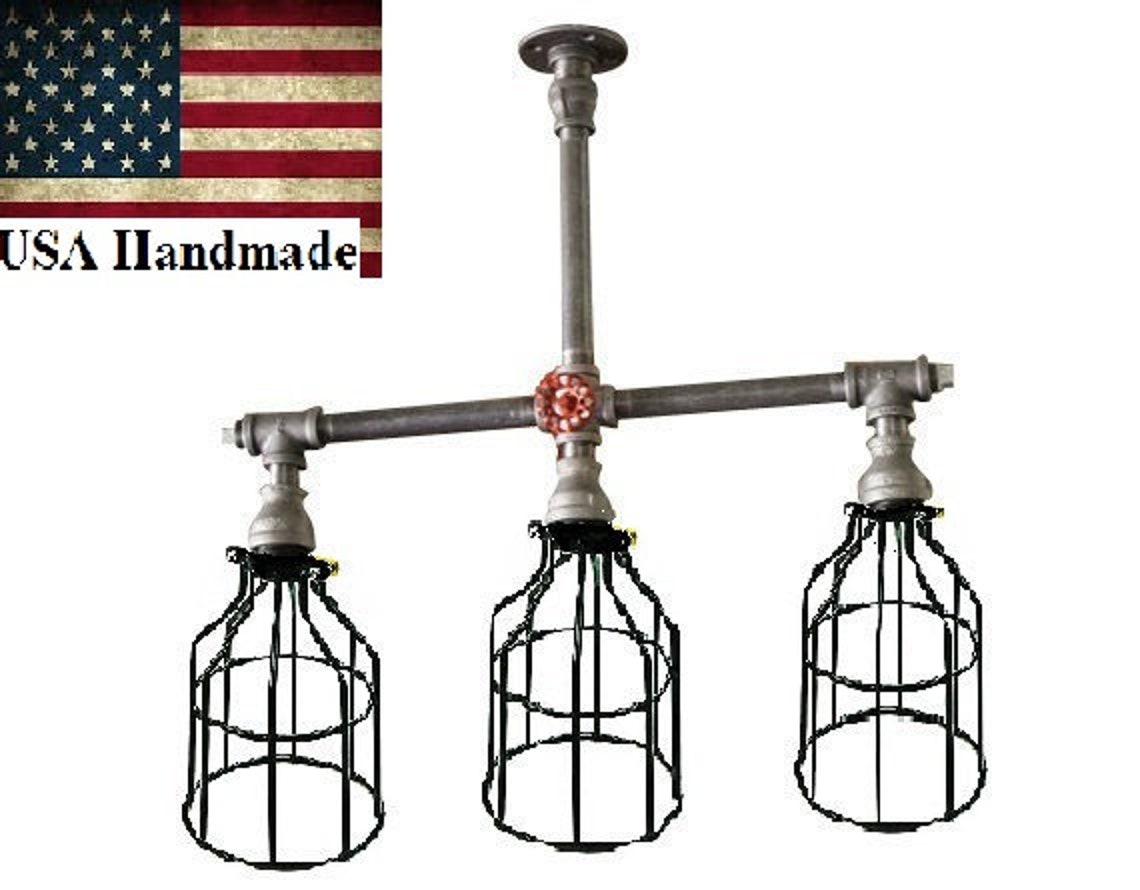 Industrial Pipe Chandelier Farmhouse Lighting Fixture Etsy
