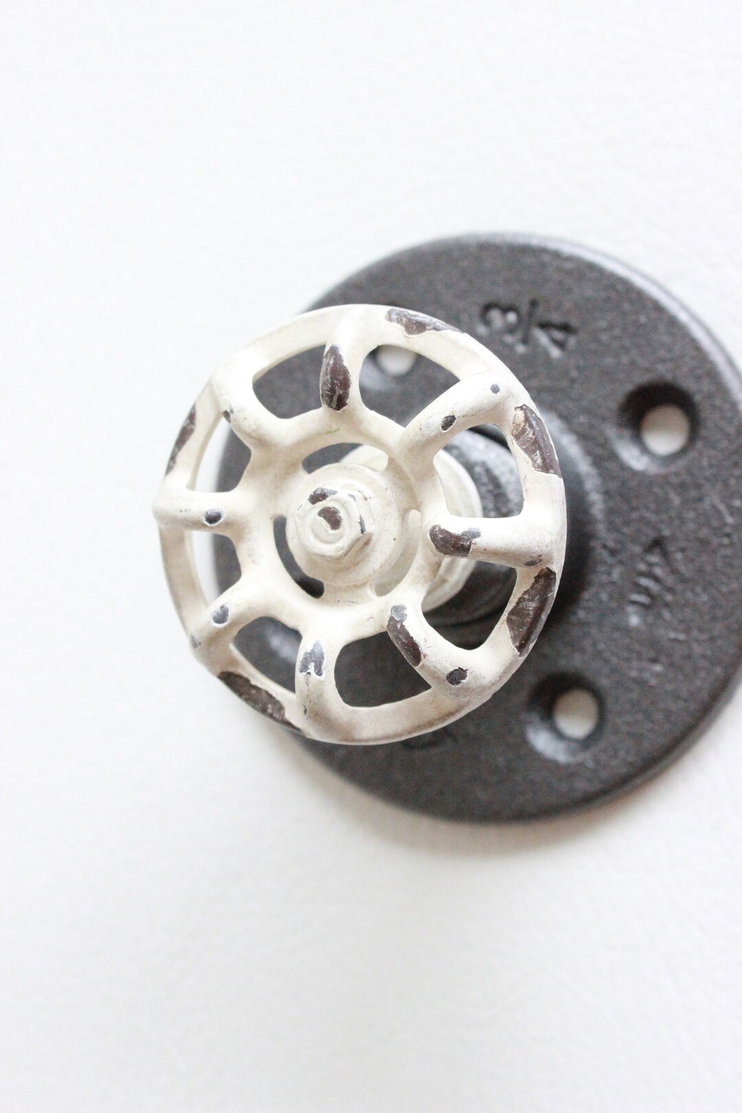 Industrial Black Pipe Hooks, Kitchen or Bathroom Fixture, White Industrial Pipe Coat Hook, Towel