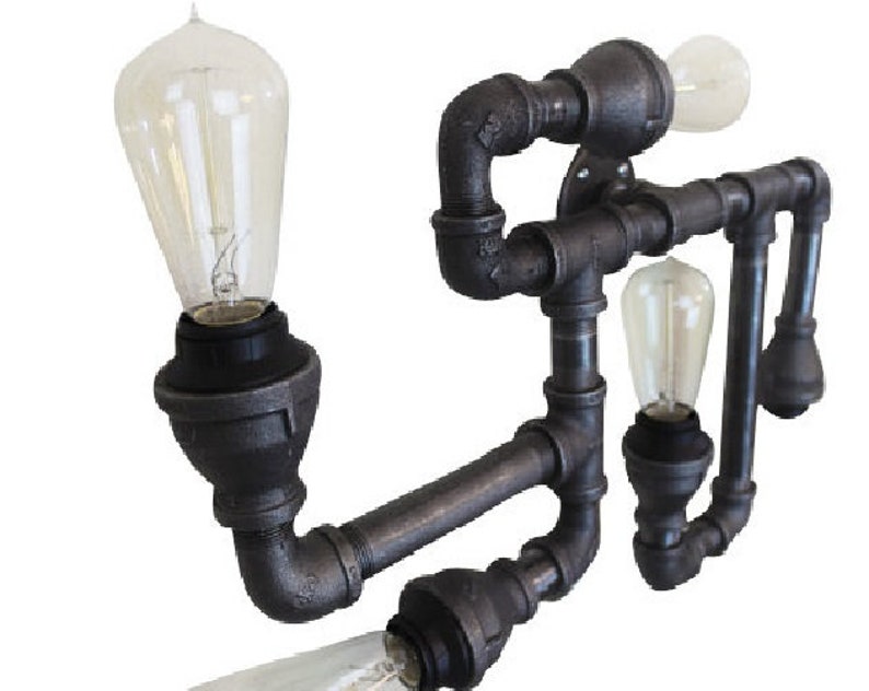 24 Black pipe light Edison bulbs Steampunk light Industrial Pipe