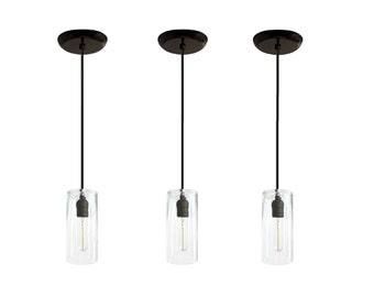 3 Industrial modern farmhouse glass pendants contemporary kitchen island light fixtures pendent lighting, Hanging lights