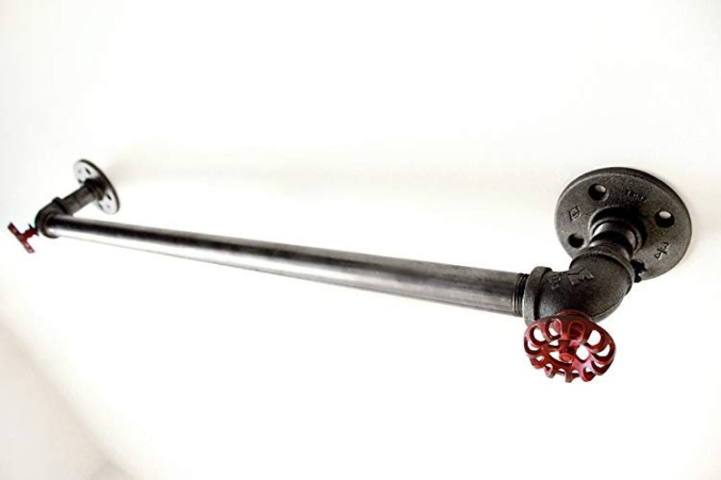 Industrial Pipe Towel Bar, Steampunk Black Pipe Towel Hook, Industrial