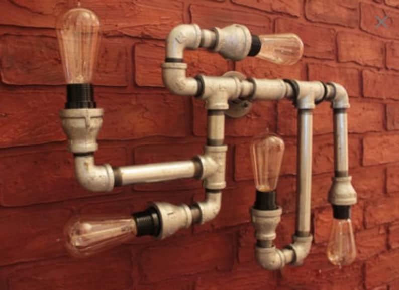 24 Industrial Pipe Lighting Fixture Celing Chandelier Etsy