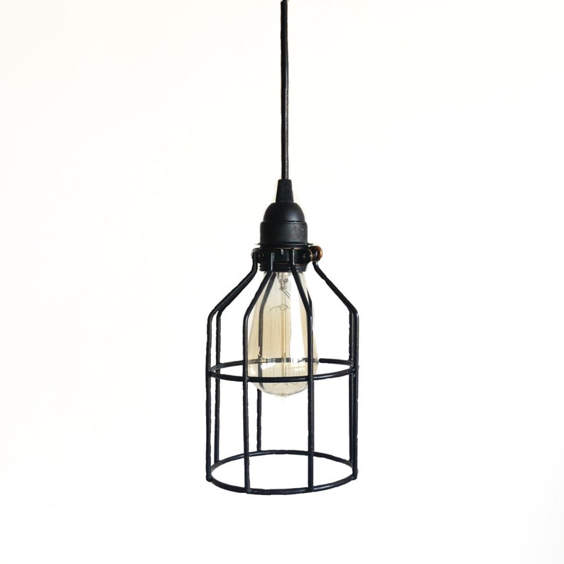 Black Cage Pendants Lighting Chandelier Hanging Image 0
