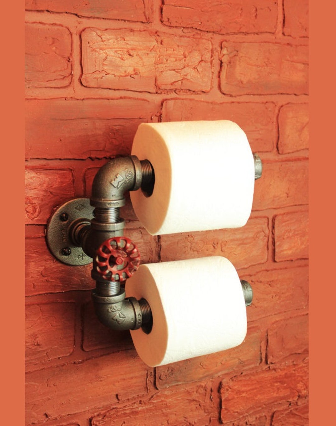 Double Tp Holder, Industrial Pipe Toilet Paper Holder, Black Pipe