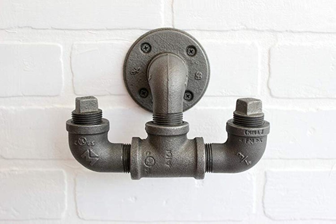 Industrial Black Pipe Hooks, Kitchen or Bathroom Fixture, White Industrial Pipe Coat Hook, Towel