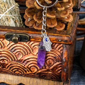 Evil Eye Keychain: Crystal Pendant, Hamsa Charm - Protection Talisman