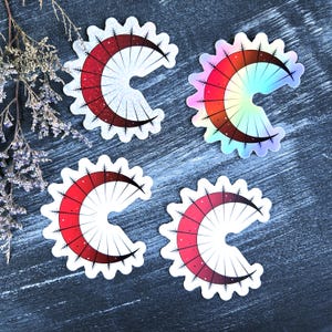 Blood Moon Spiked Crescent Sticker – Witchy Lunar Goth Vinyl Decal