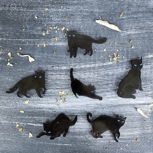 Black Cat Resin Magnets: Gothic Kitchen Decor, Strong Grip