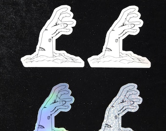 Zombie Hand Vinyl Sticker: Horror Halloween Decal