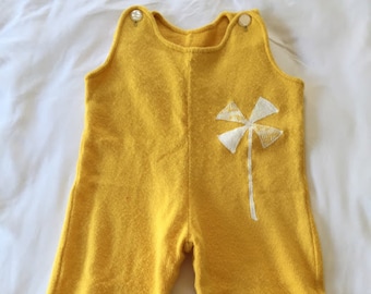 Vintage Yellow Knit Onesie with Pinwheel