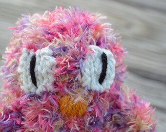 Grumpy Puffs, Pink Bird Toy, Knitted Birds, Bird Plushies, Stuffed Animal Bird, Plush Toy Bird, Amigurumi Bird, Bird Decor for Nursery, Bird