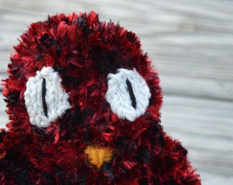 Grumpy Puffs, Cardinal Plush, Cardinal Toy, Knitted Birds, Bird Nursery Decor, Gifts for Birders, Bird Watcher Gifts, Cardinal Themed Gifts