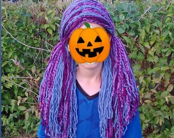 Yarn Wig for Kids, Yarn Wig Hat, Yarn Wig, Mermaid Wig, Yarn Doll Wigs for Kids, Yarn Pigtails for Kids, Yarn Doll Costume, Purple Yarn Wigs