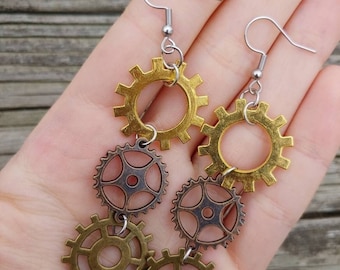Steampunk Gear Earrings Dangle, Steampunk Cosplay, Victorian Steampunk, Steampunk Gear Jewelry, Steampunk Earrings, Steampunk Jewelry, Gifts