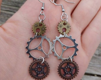 Steampunk Gear Earrings Dangle, Steampunk Gear Earrings for Women, Steampunk Gear Jewelry for Women, Steampunk Earrings, Steampunk Jewelry,