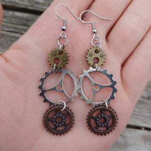Steampunk Gear Earrings Dangle, Steampunk Gear Earrings for Women, Steampunk Gear Jewelry for Women, Steampunk Earrings, Steampunk Jewelry,
