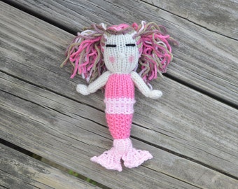 Pink Mermaid Doll, Neapolitan Ice Cream, Pink Mermaid, Mermaid Doll Handmade, Mini Mermaid Doll, Mermaid Baby Shower Gift, Mermaid Girl Gift