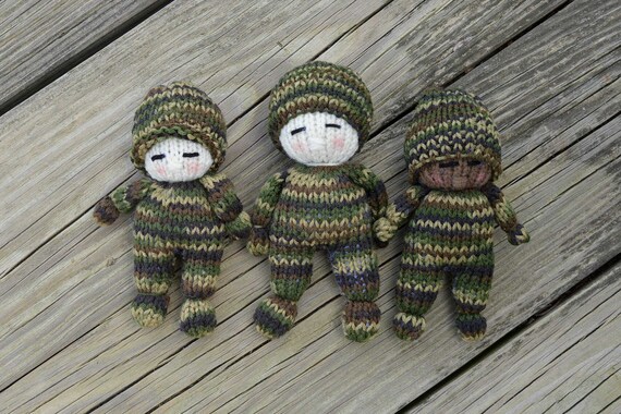 knitted army doll