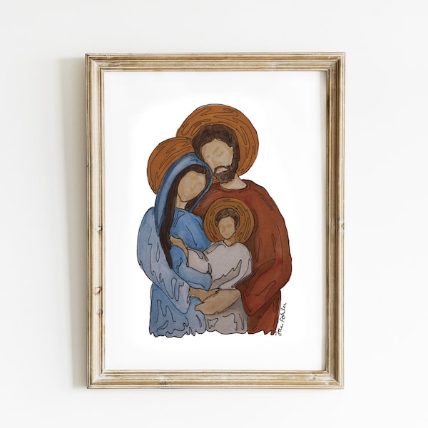 Holy Family Icon Watercolor Art Print
