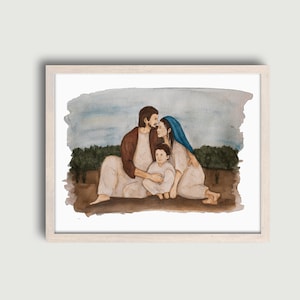 Heilige Familie Aquarell Kunstdruck
