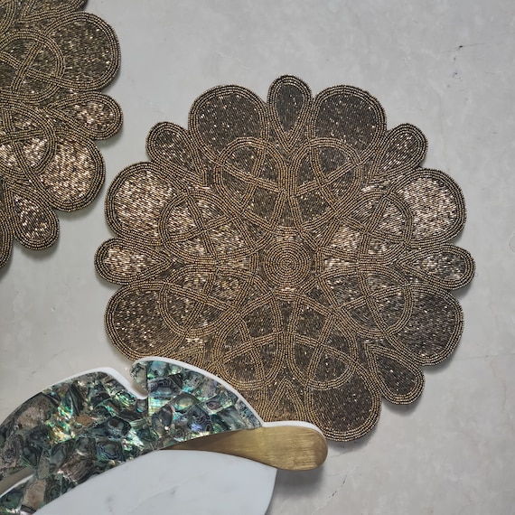 Set of 6 GAURI KOHLI Hand Carved Wooden Napkin Rings Elegant Design