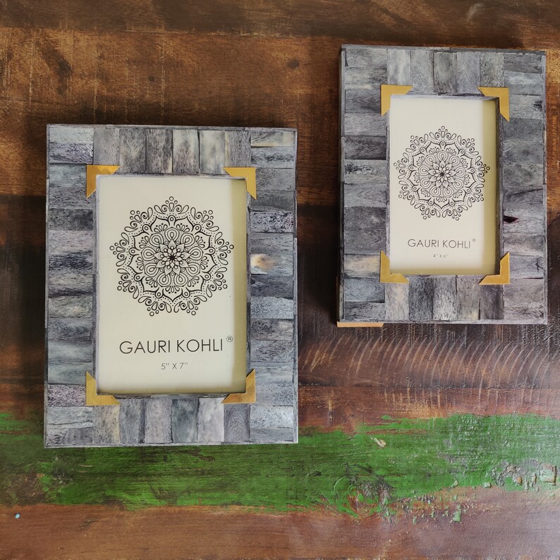 Twin Pack GAURI KOHLI Belvedere Gray Herringbone Picture Frames