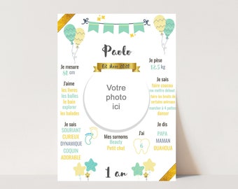 Personalized baby birthday poster, digital format