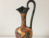 Greek Vase Replica - Black-Figure Vase Jug with Athena and Greek Warriors - Pottery Amphora from Ancient Greece