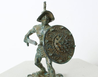 Bronze Gladiator Statue Warrior Copper Alloy Figurine Antique Sculpture - 10 cm / 3.9" - Home Decor Handmade in Europe - The Ancient Home