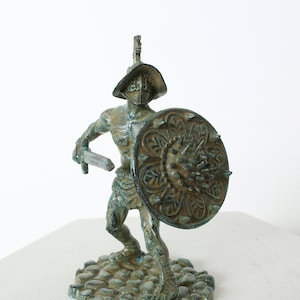 ブロンズ グラディエーター像 戦士 銅合金 置物 アンティーク 彫刻 - 10 cm / 3.9 インチ - ヨーロッパ製ハンドメイド ホーム デコレーション - The Ancient Home