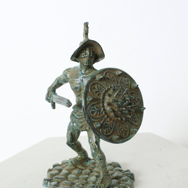 Bronze Gladiator Statue Warrior Copper Alloy Figurine Antique Sculpture - 10 cm / 3.9" - Home Decor Handmade in Europe - The Ancient Home