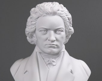 Escultura de Mármol Busto de Beethoven Estatua Antiguo Músico Famoso - 32 cm / 12,6" - Idea de Regalo Perfecta - Hecho a Mano en Europa - El Hogar Antiguo