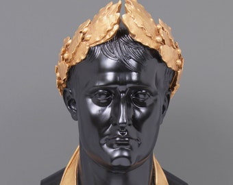 Napoleon as Caesar Bust Sculpture in Black & Gilt - French Emperor Napoleon Statue - Made in Europe (64 cm / 25 inch)
