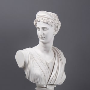Large Diana Bust Marble Sculpture - Greek Roman Goddess Artemis - Diana of Versailles Statue - White - Large - The Ancient Home