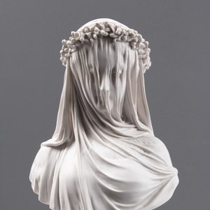 Veiled Lady Bust Sculpture - Female Antique Art Statue in Marble Stone - Perfect Mom Gift - White Home Decor - Handmade - The Ancient Home