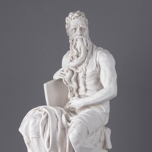 Moses Statue Marble Sculpture Made and Finished by Hand The Famous Prophet Bust  42cm / 16.5&quot;